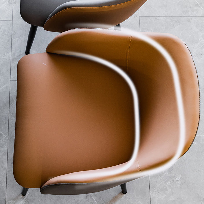 Sillón escandinavo para el hogar, silla de comedor tapizada con respaldo Parsons de metal