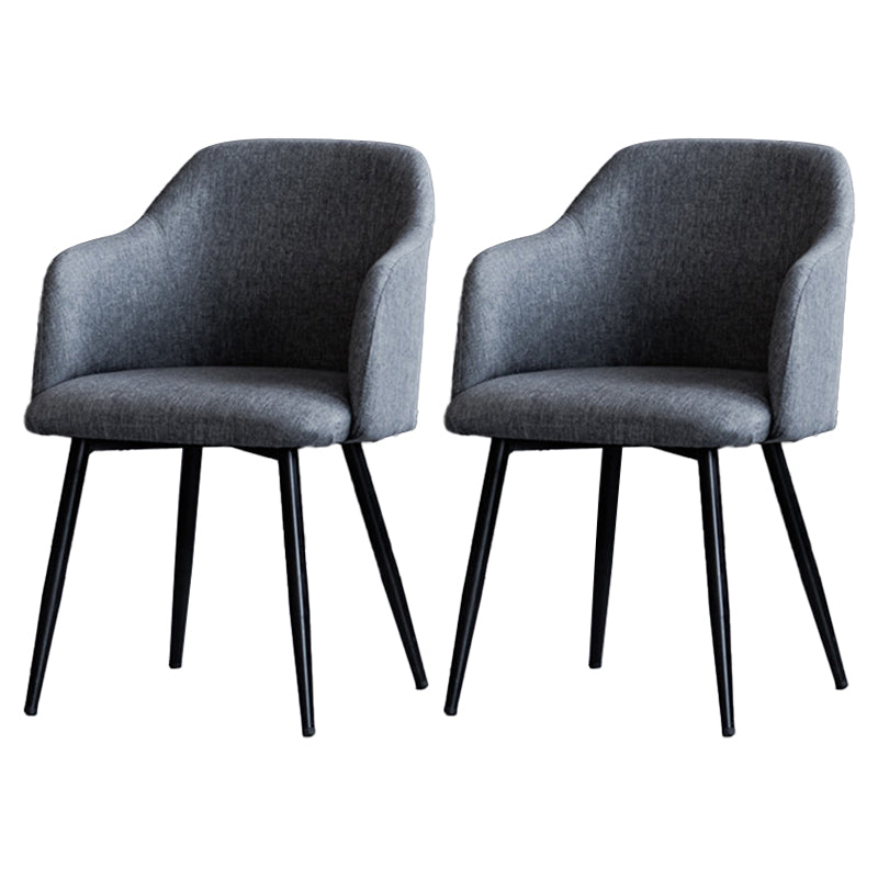 Sillón escandinavo para el hogar, silla de comedor tapizada con respaldo Parsons de metal