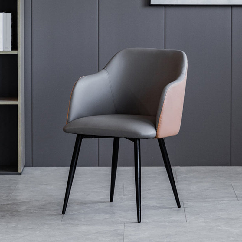 Sillón escandinavo para el hogar, silla de comedor tapizada con respaldo Parsons de metal