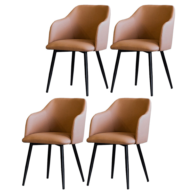 Sillón escandinavo para el hogar, silla de comedor tapizada con respaldo Parsons de metal