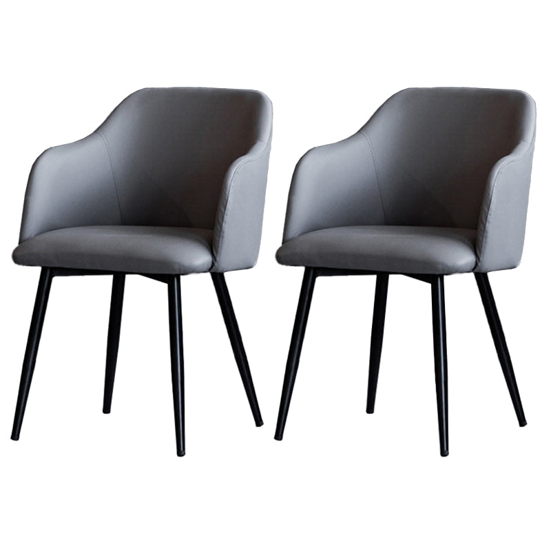 Sillón escandinavo para el hogar, silla de comedor tapizada con respaldo Parsons de metal