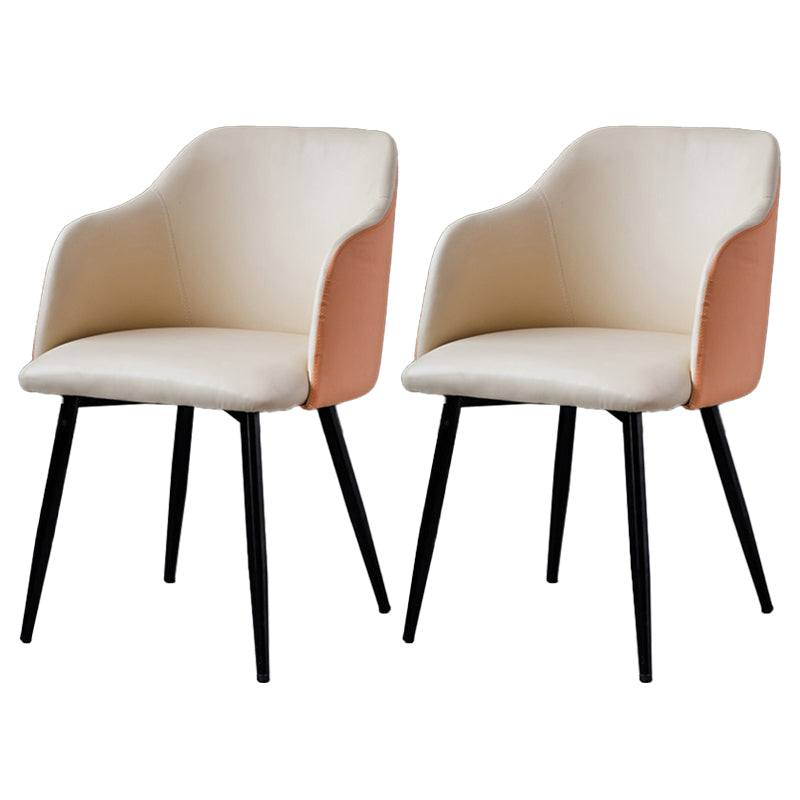 Sillón escandinavo para el hogar, silla de comedor tapizada con respaldo Parsons de metal
