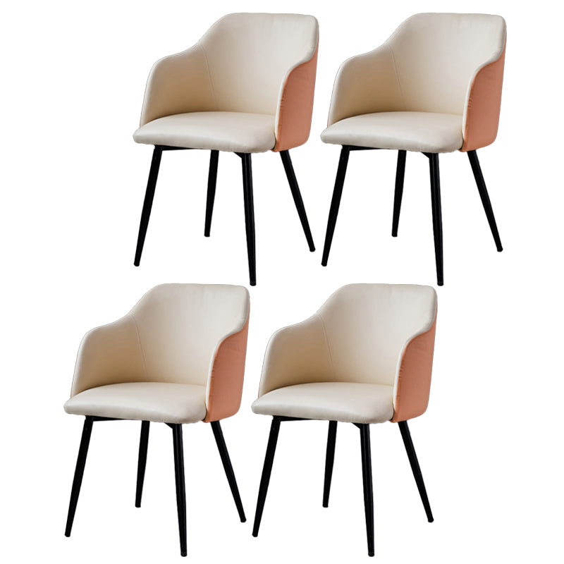 Sillón escandinavo para el hogar, silla de comedor tapizada con respaldo Parsons de metal