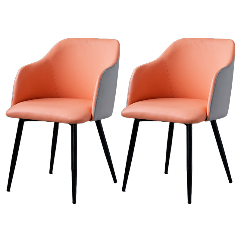 Sillón escandinavo para el hogar, silla de comedor tapizada con respaldo Parsons de metal