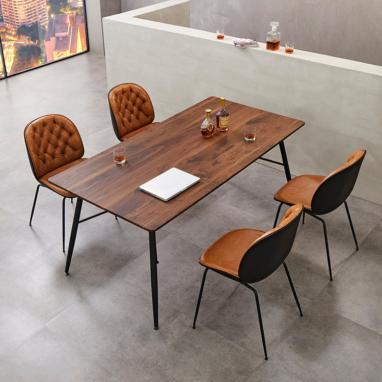 Sillas de comedor de cuero de estilo industrial, sillas de comedor sin brazos con respaldo sólido para el hogar