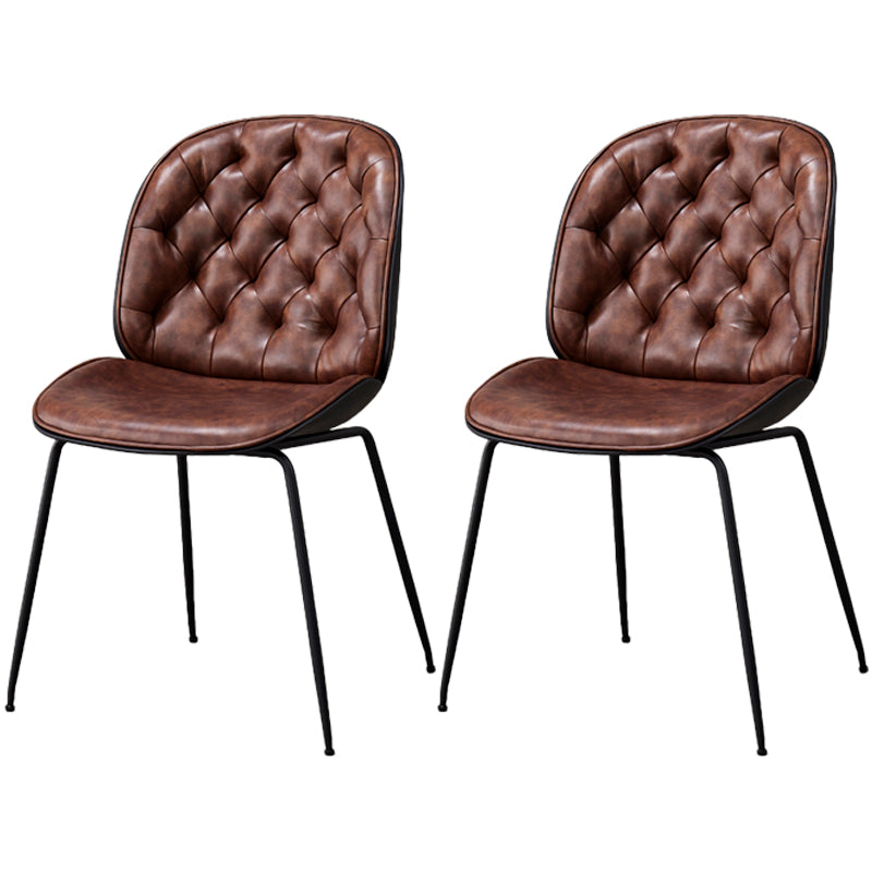 Sillas de comedor de cuero de estilo industrial, sillas de comedor sin brazos con respaldo sólido para el hogar