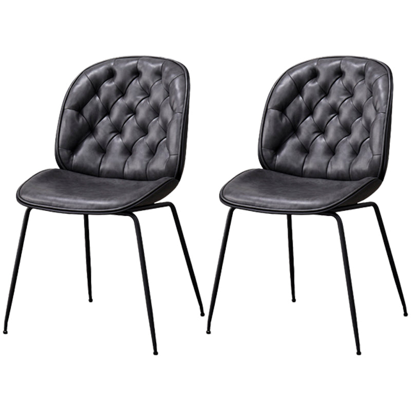 Sillas de comedor de cuero de estilo industrial, sillas de comedor sin brazos con respaldo sólido para el hogar