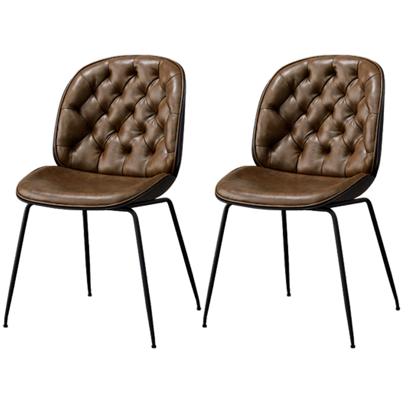 Sillas de comedor de cuero de estilo industrial, sillas de comedor sin brazos con respaldo sólido para el hogar