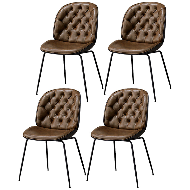 Sillas de comedor de cuero de estilo industrial, sillas de comedor sin brazos con respaldo sólido para el hogar