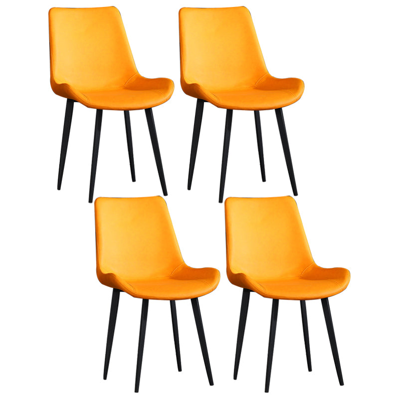 Accueil Chaise de salle à manger contemporaine avec accoudoirs et dossier solide en métal (Ensemble de 4)