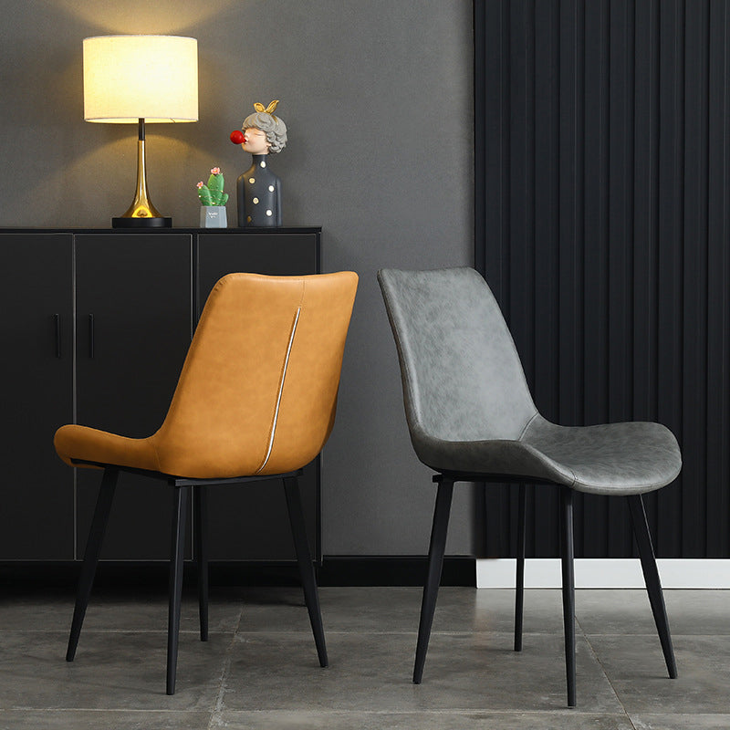 Accueil Chaise de salle à manger contemporaine avec accoudoirs et dossier solide en métal (Ensemble de 4)