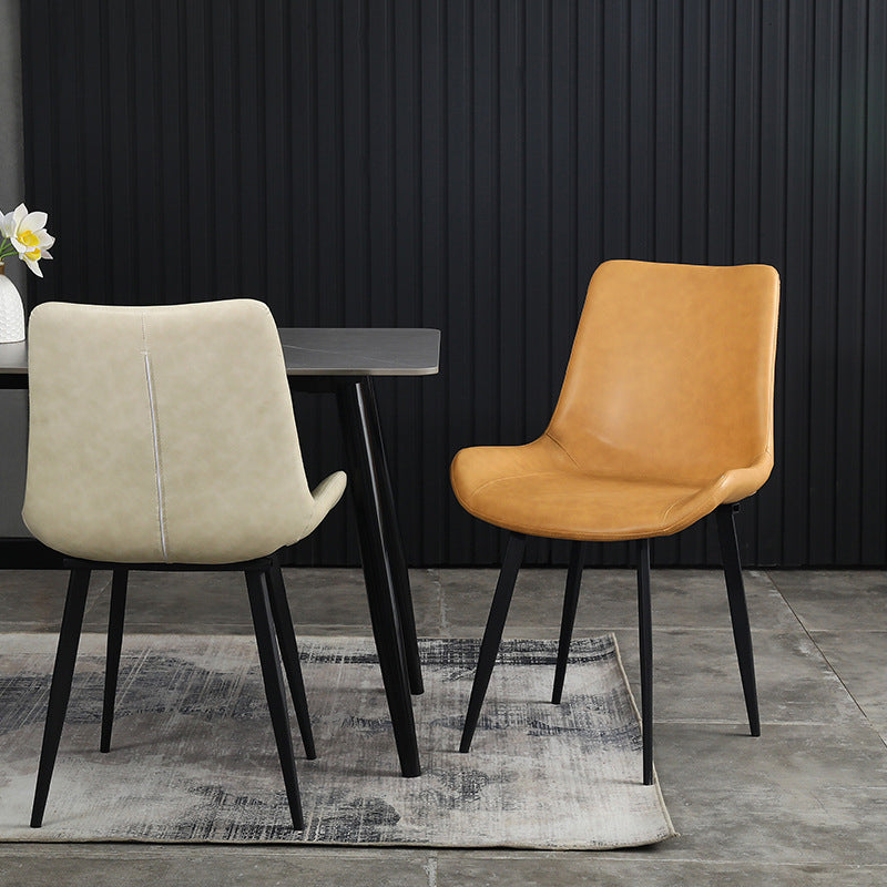 Accueil Chaise de salle à manger contemporaine avec accoudoirs et dossier solide en métal (Ensemble de 4)