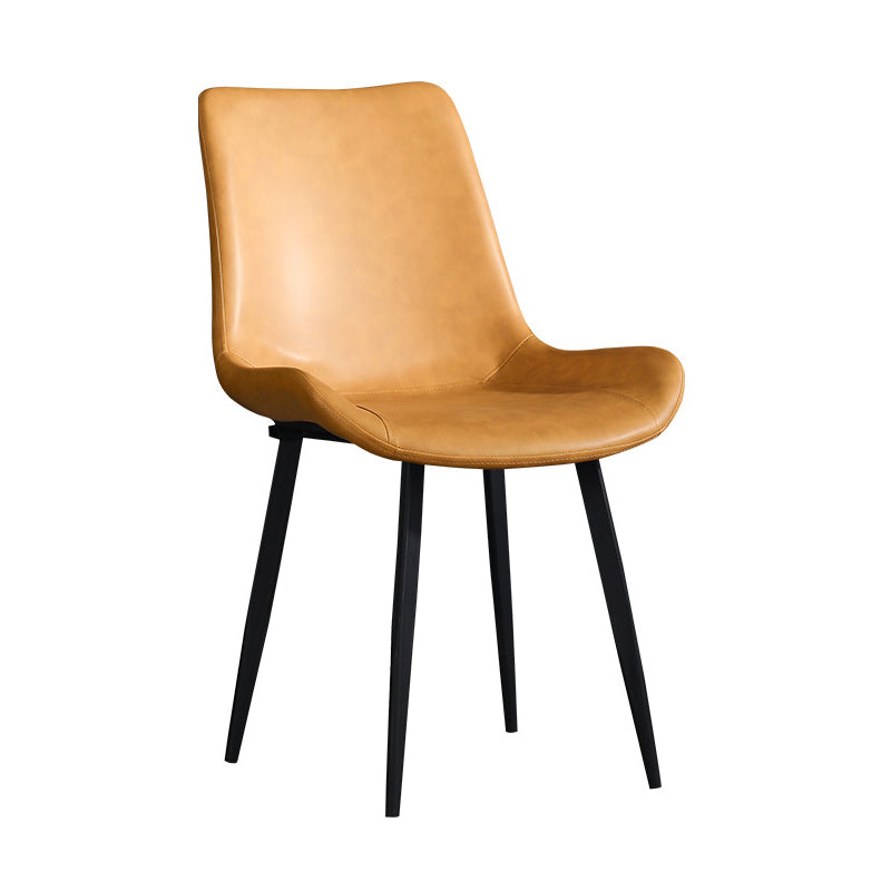 Accueil Chaise de salle à manger contemporaine avec accoudoirs et dossier solide en métal (Ensemble de 4)