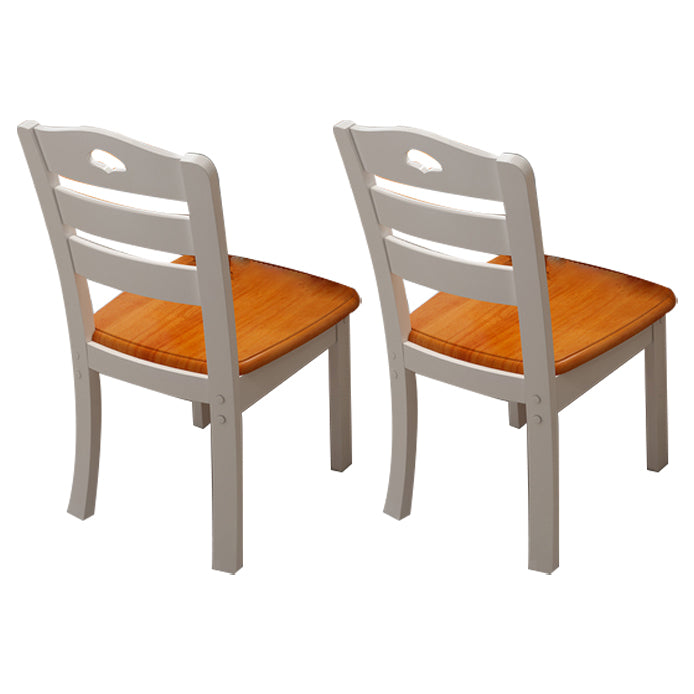 Silla de comedor moderna de madera para interiores y exteriores, silla lateral con respaldo de escalera sin brazos (juego de 2)