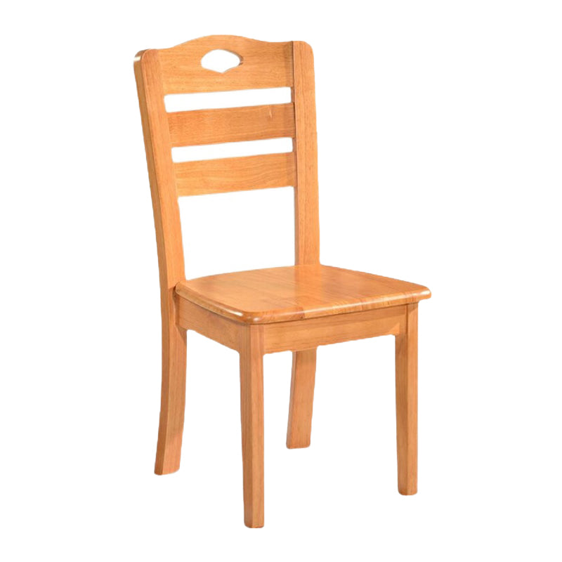 Silla de comedor moderna de madera para interiores y exteriores, silla lateral con respaldo de escalera sin brazos (juego de 2)