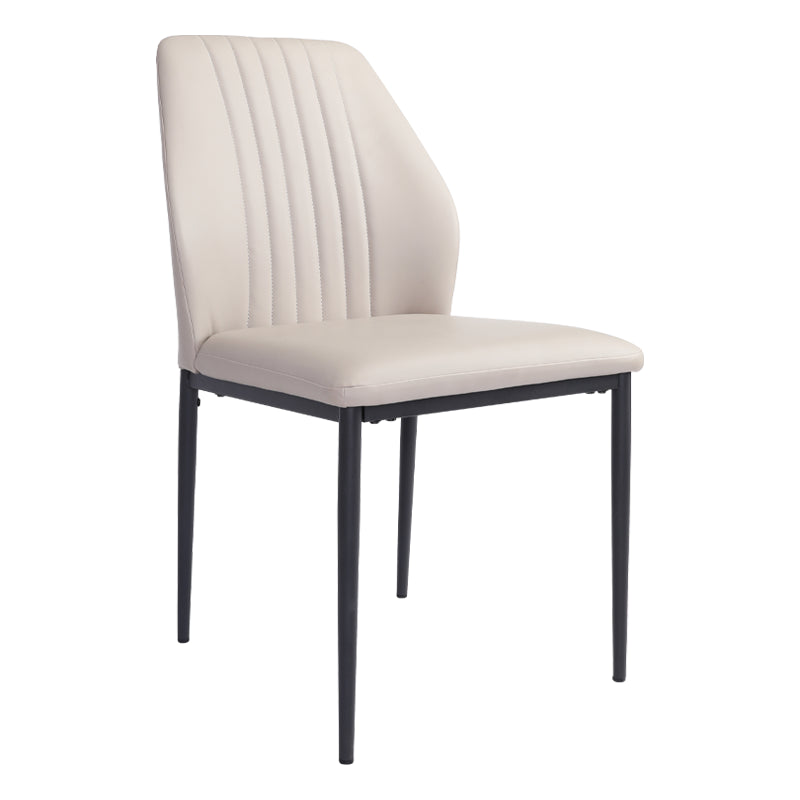 Scandinavian Style Leather Dining Chairs Solid Back Armless Dining Chairs for Kitchen (Set of 2)