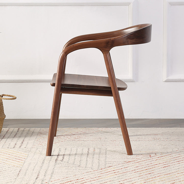 Contemporary Tea Room Wood Arm Chair Walnut and Natural Open Dining Chair