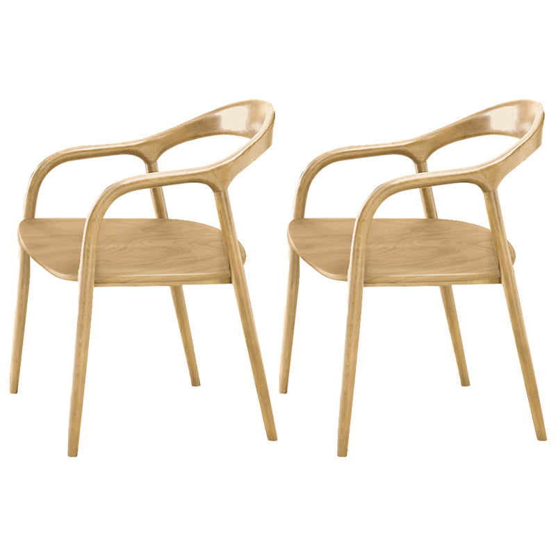 Contemporary Tea Room Wood Arm Chair Walnut and Natural Open Dining Chair