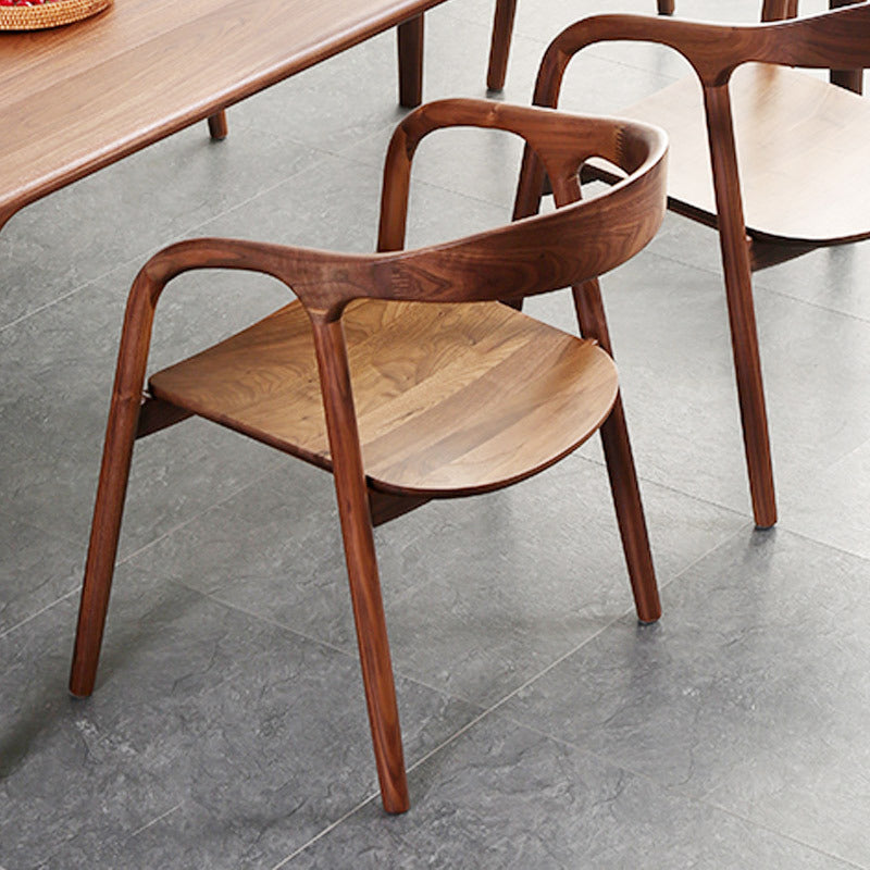 Contemporary Tea Room Wood Arm Chair Walnut and Natural Open Dining Chair