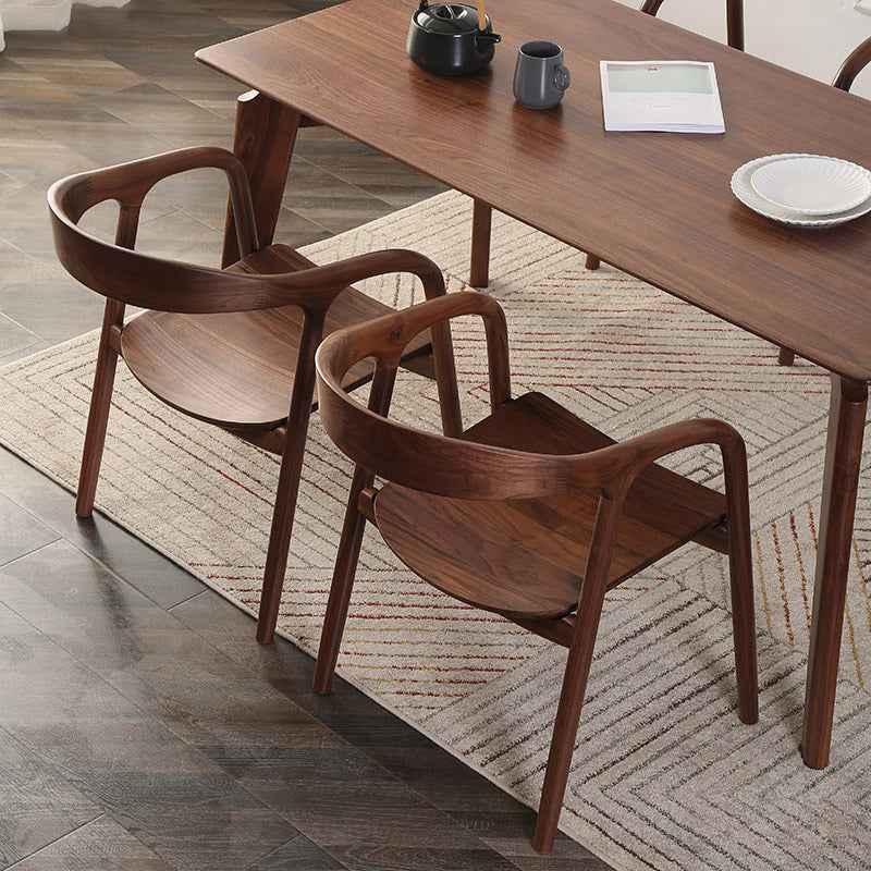 Contemporary Tea Room Wood Arm Chair Walnut and Natural Open Dining Chair