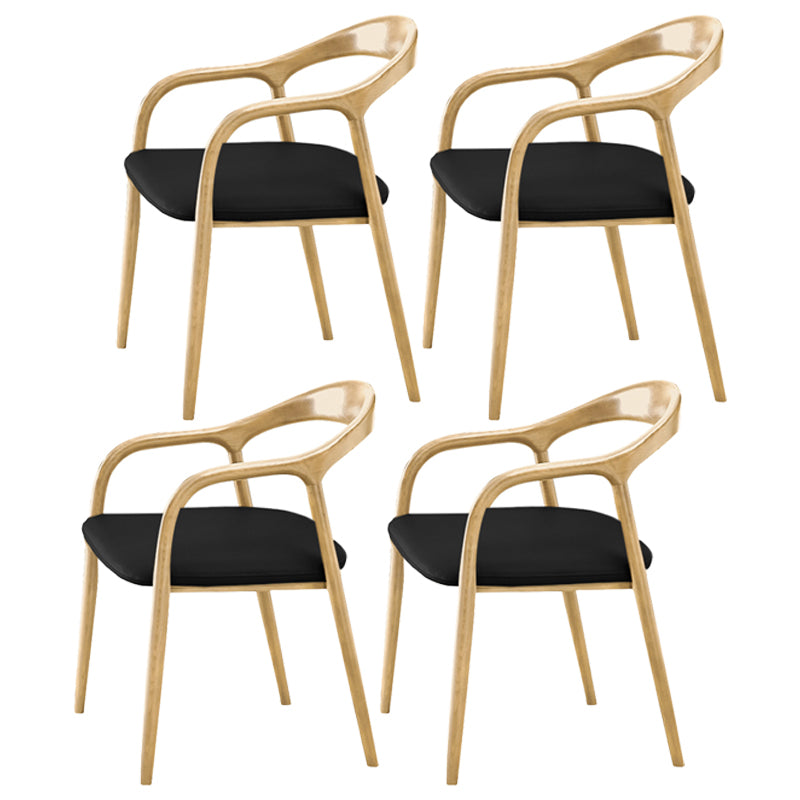 Contemporary Tea Room Wood Arm Chair Walnut and Natural Open Dining Chair