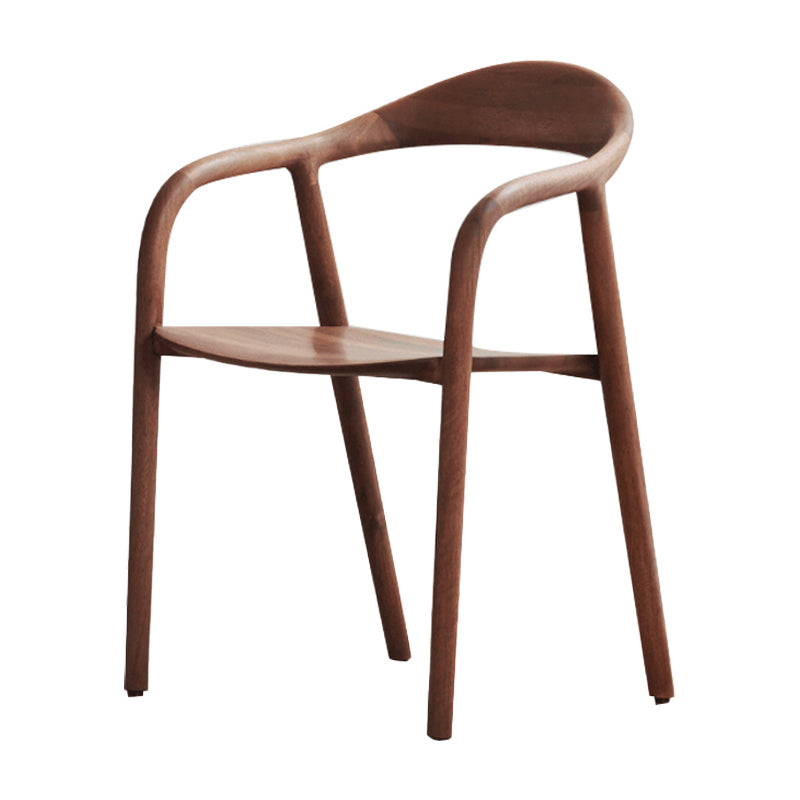 Contemporary Tea Room Wood Arm Chair Walnut and Natural Open Dining Chair