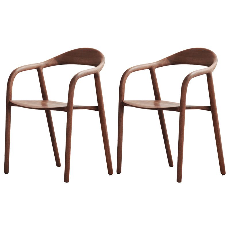 Contemporary Tea Room Wood Arm Chair Walnut and Natural Open Dining Chair