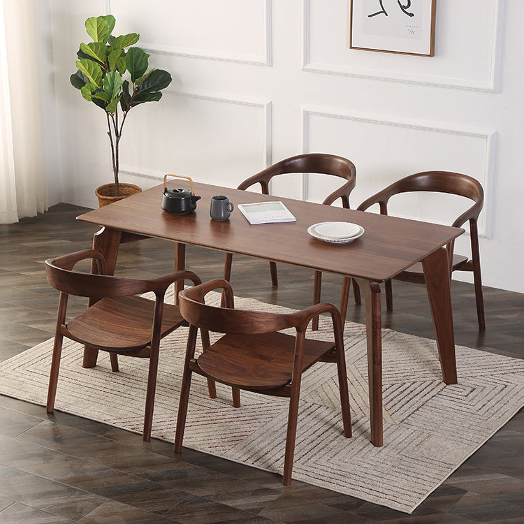Contemporary Tea Room Wood Arm Chair Walnut and Natural Open Dining Chair
