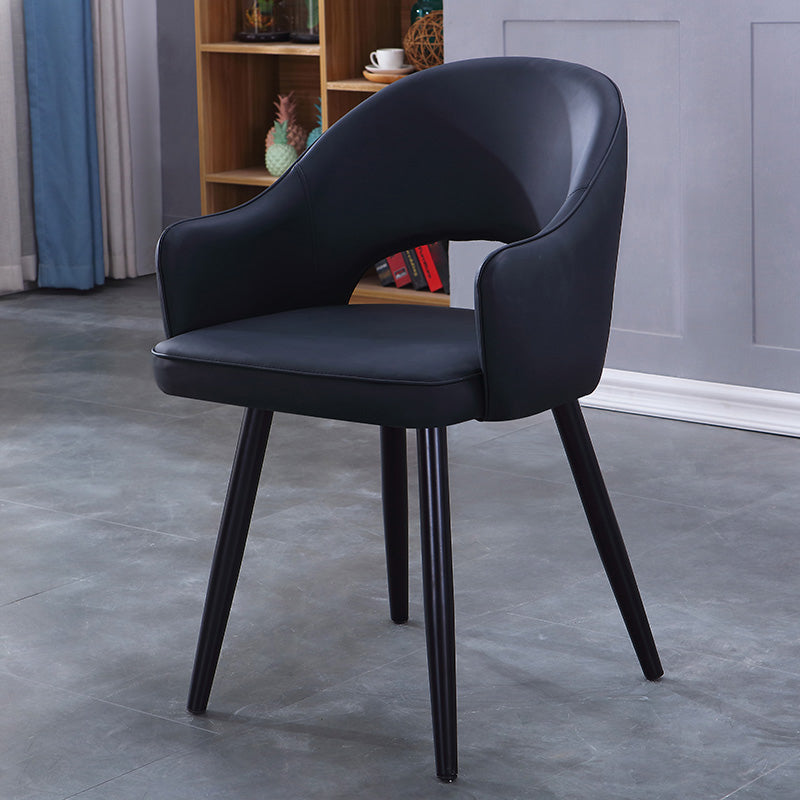 Inicio Sillón escandinavo Silla tapizada de comedor de metal con respaldo abierto