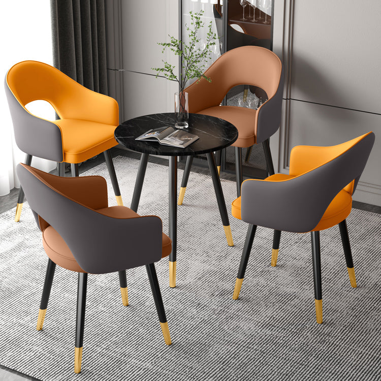 Inicio Sillón escandinavo Silla tapizada de comedor de metal con respaldo abierto