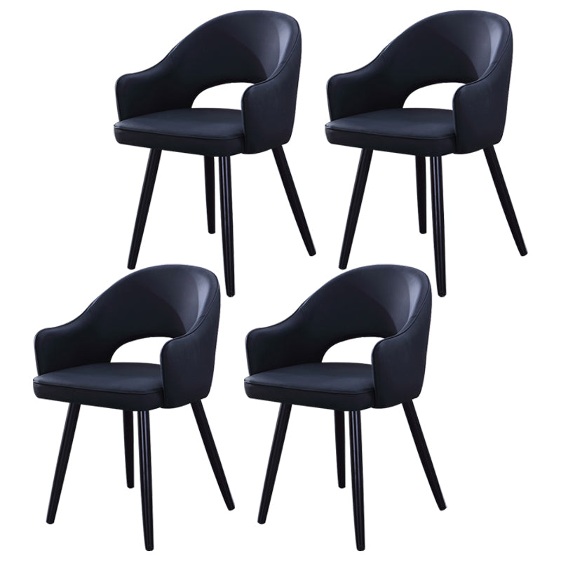 Inicio Sillón escandinavo Silla tapizada de comedor de metal con respaldo abierto