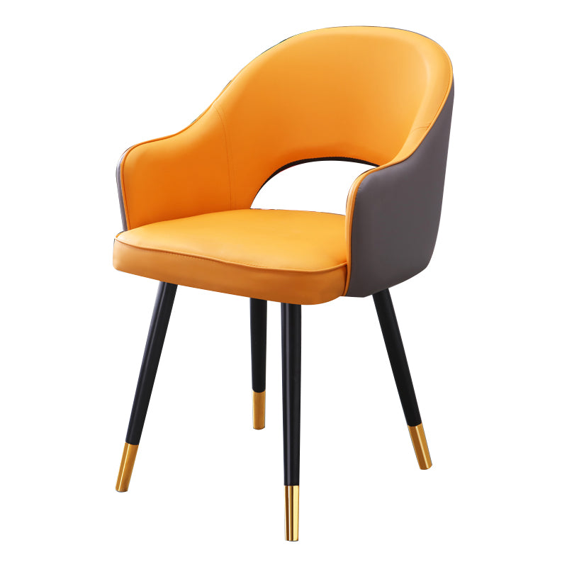 Inicio Sillón escandinavo Silla tapizada de comedor de metal con respaldo abierto