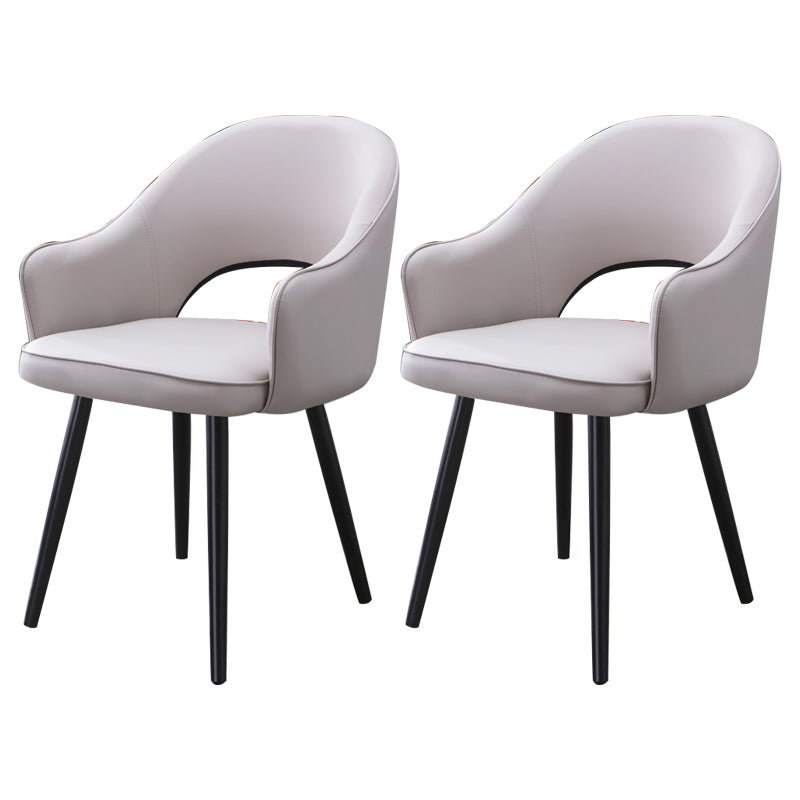 Inicio Sillón escandinavo Silla tapizada de comedor de metal con respaldo abierto