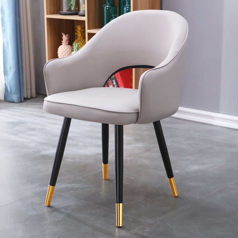 Inicio Sillón escandinavo Silla tapizada de comedor de metal con respaldo abierto