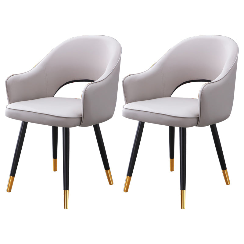 Inicio Sillón escandinavo Silla tapizada de comedor de metal con respaldo abierto