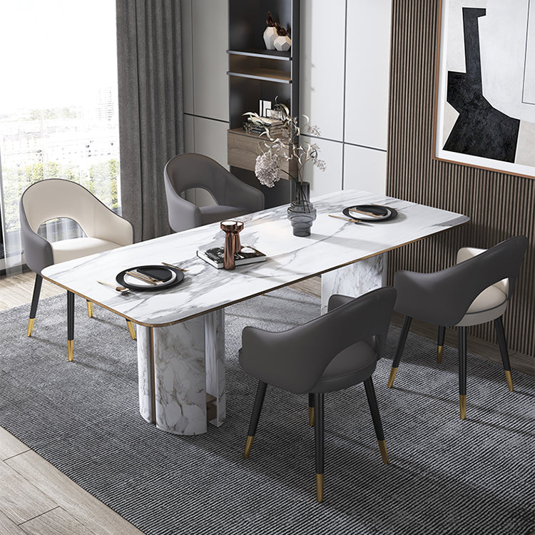 Inicio Sillón escandinavo Silla tapizada de comedor de metal con respaldo abierto