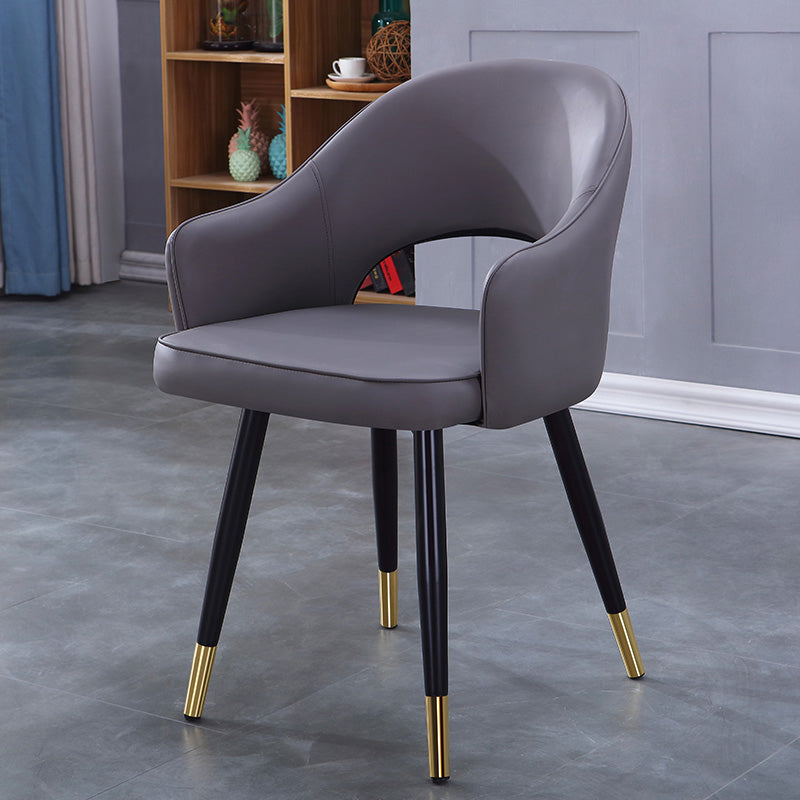 Inicio Sillón escandinavo Silla tapizada de comedor de metal con respaldo abierto