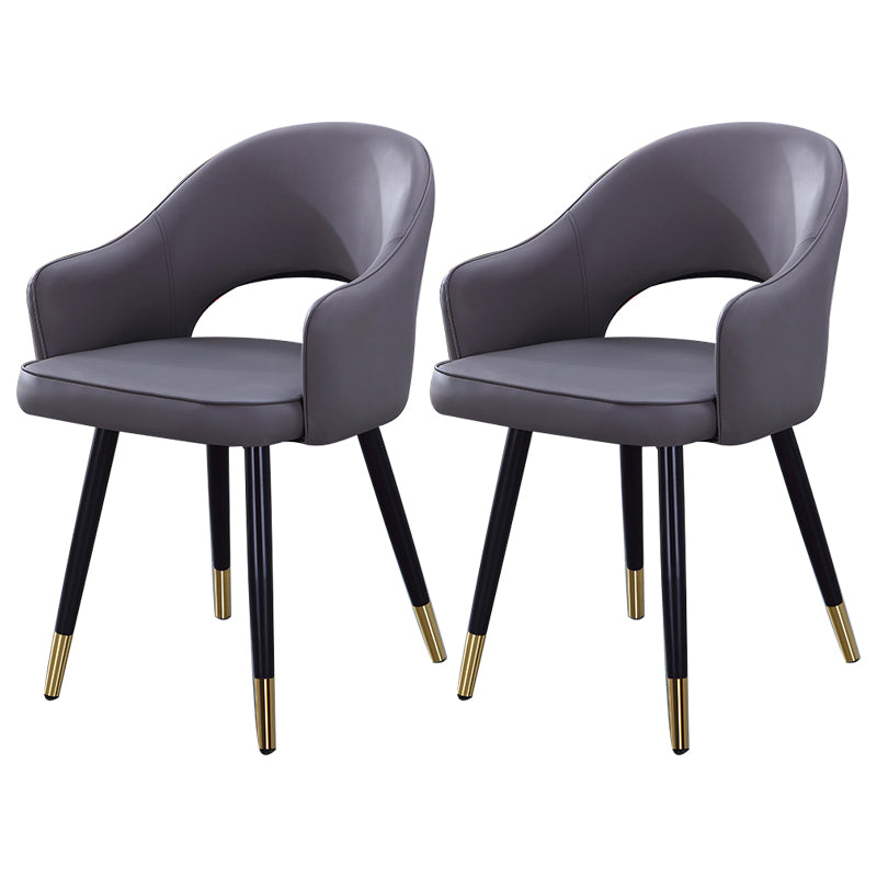 Inicio Sillón escandinavo Silla tapizada de comedor de metal con respaldo abierto