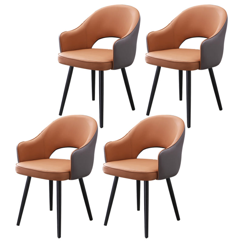 Inicio Sillón escandinavo Silla tapizada de comedor de metal con respaldo abierto