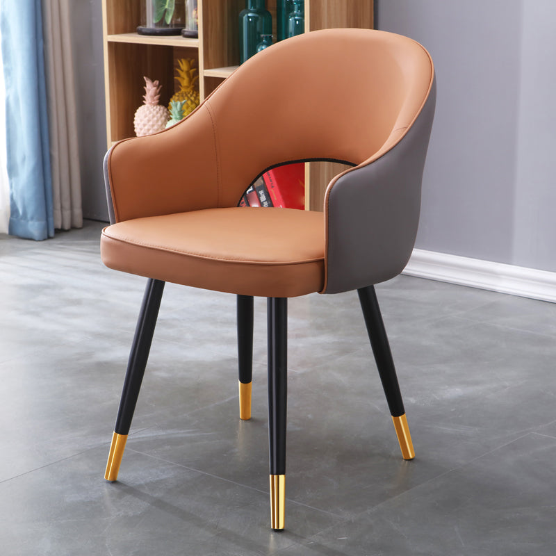 Inicio Sillón escandinavo Silla tapizada de comedor de metal con respaldo abierto