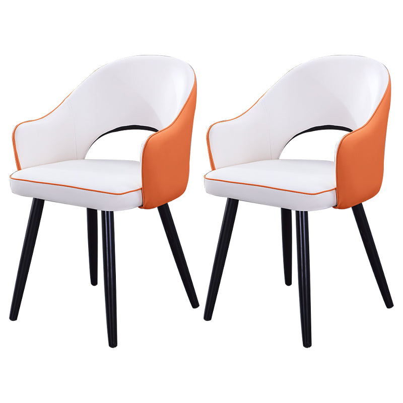 Inicio Sillón escandinavo Silla tapizada de comedor de metal con respaldo abierto