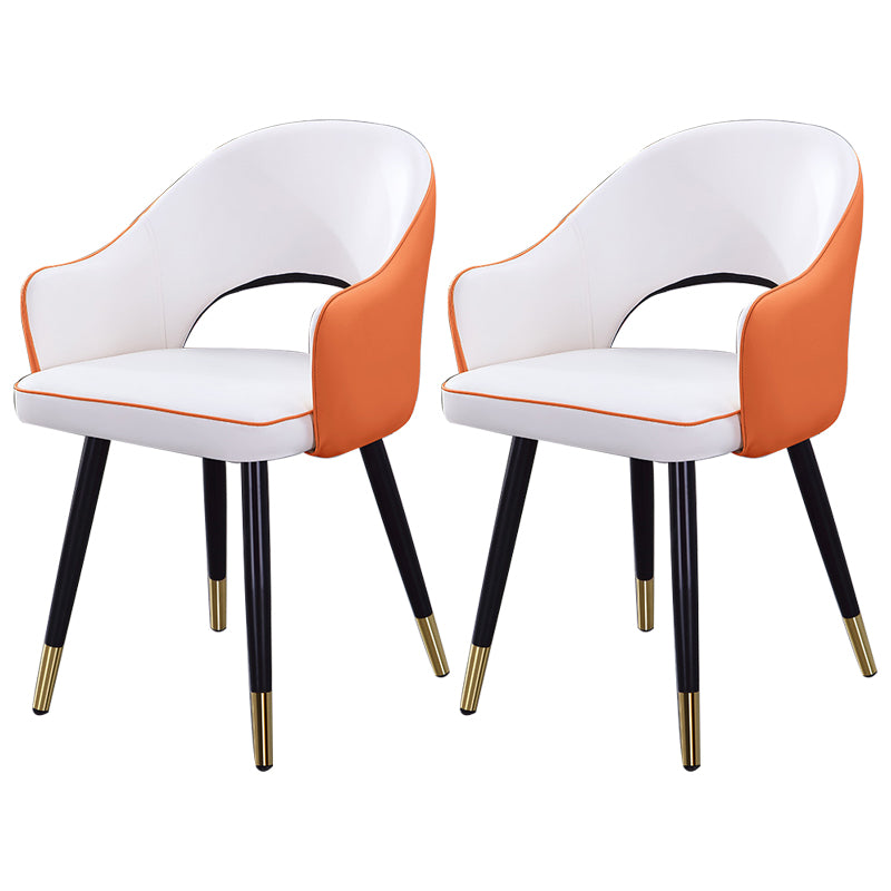 Inicio Sillón escandinavo Silla tapizada de comedor de metal con respaldo abierto