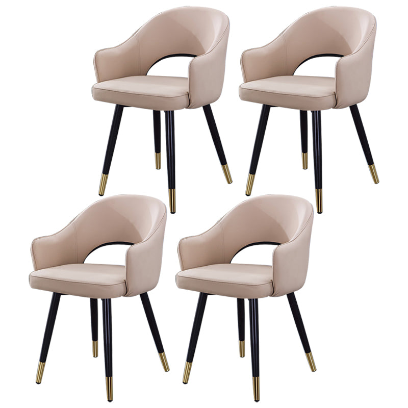 Inicio Sillón escandinavo Silla tapizada de comedor de metal con respaldo abierto