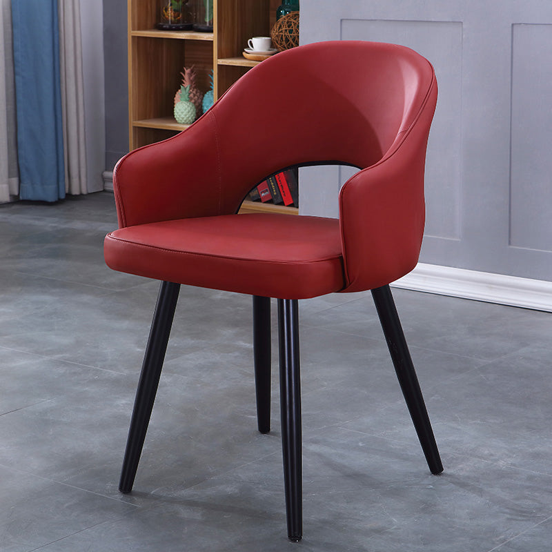Inicio Sillón escandinavo Silla tapizada de comedor de metal con respaldo abierto