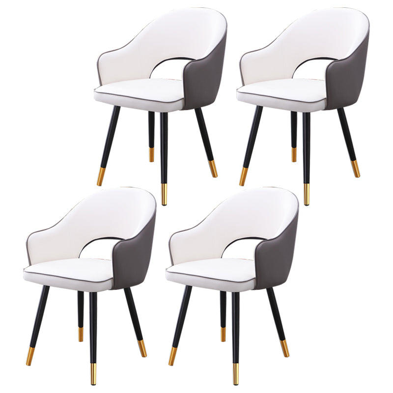 Inicio Sillón escandinavo Silla tapizada de comedor de metal con respaldo abierto