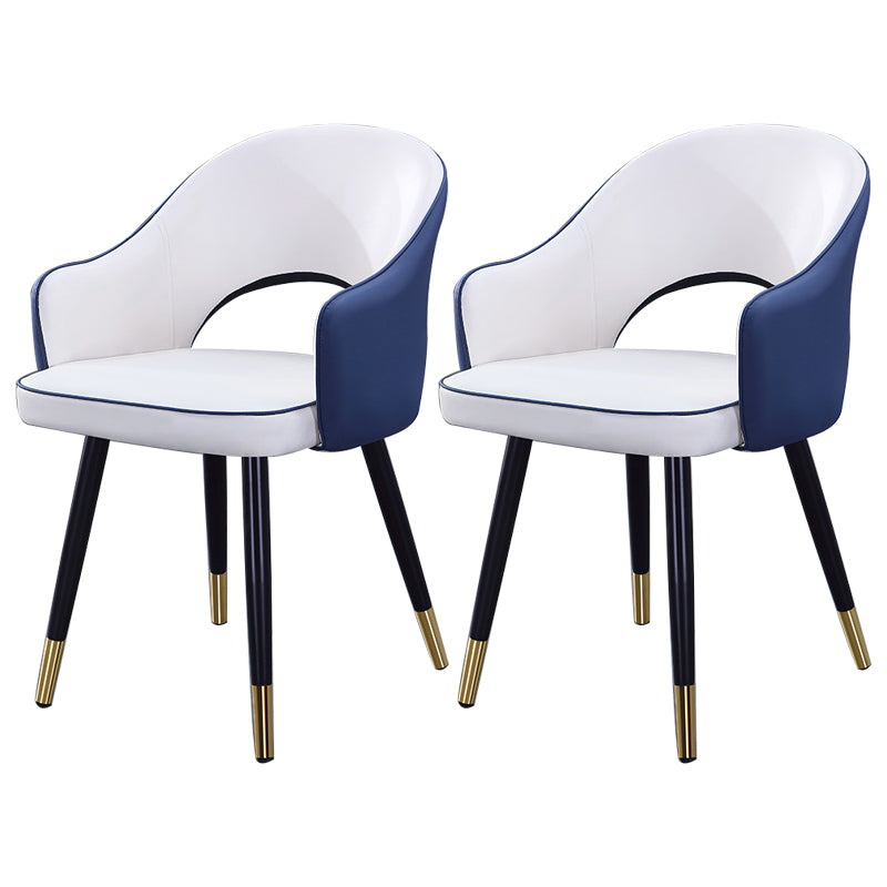 Inicio Sillón escandinavo Silla tapizada de comedor de metal con respaldo abierto