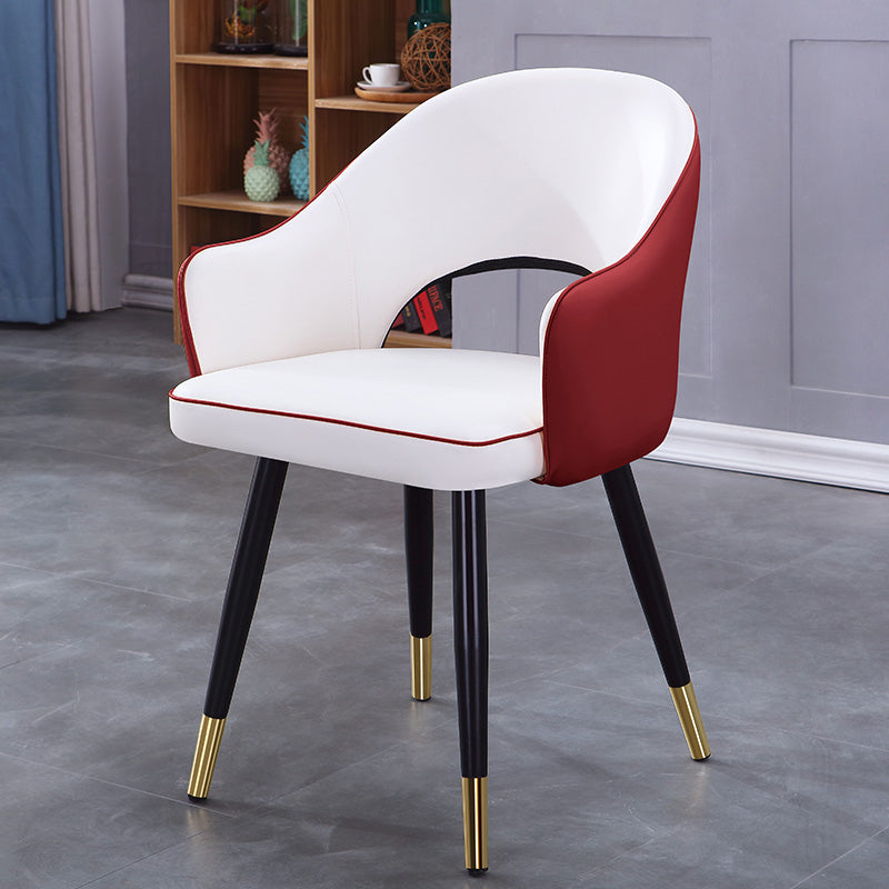 Inicio Sillón escandinavo Silla tapizada de comedor de metal con respaldo abierto