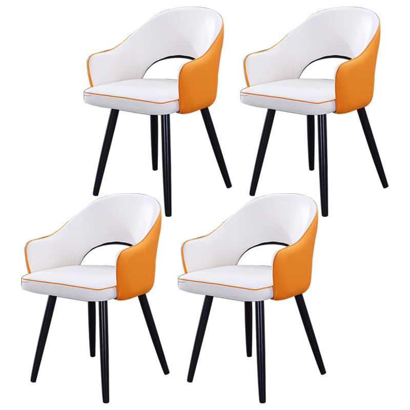 Inicio Sillón escandinavo Silla tapizada de comedor de metal con respaldo abierto
