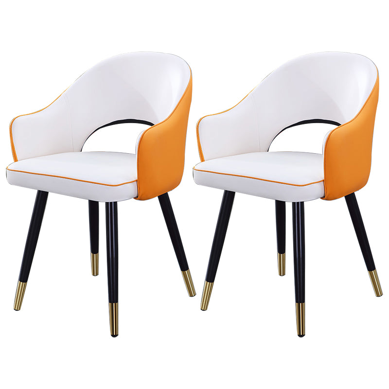 Inicio Sillón escandinavo Silla tapizada de comedor de metal con respaldo abierto
