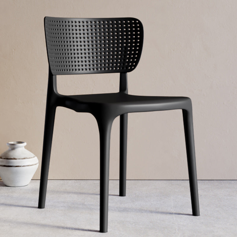 Silla lateral de plástico moderna para interiores y exteriores, silla de comedor con respaldo abierto sin brazos